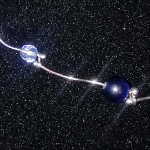 Silver Blue + Clear Necklace - Picture 3 of 4